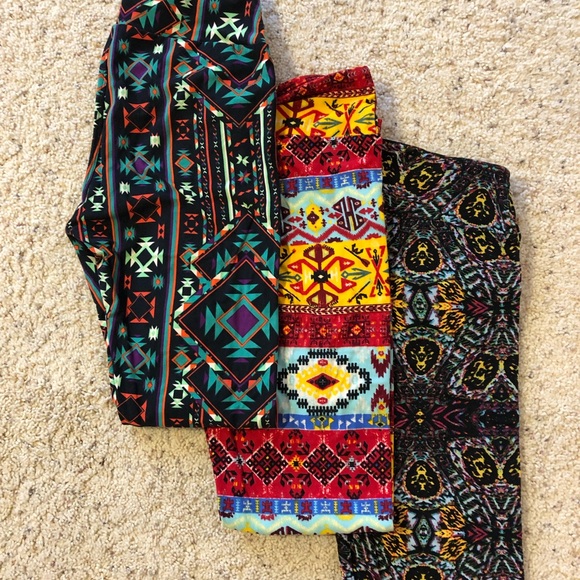 LuLaRoe Pants - 3 Pairs Aztec Themed LuLaRoe Leggings
